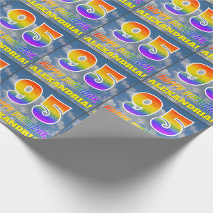 Regenbogen-Look "95" & "HAPPY BIRTHDAY", Wolken, H Geschenkpapier