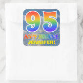 Regenbogen-Look "95" & "HAPPY BIRTHDAY", Wolken, H Quadratischer Aufkleber (Tasche)