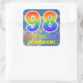 Regenbogen-Look "98" & "HAPPY BIRTHDAY", Wolken, H Quadratischer Aufkleber (Tasche)