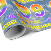 Regenbogen-Look "99" & "HAPPY BIRTHDAY", Wolken, H Geschenkpapier (Rolleneckpunkt)