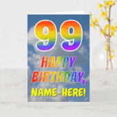 Regenbogen-Look "99" & "HAPPY BIRTHDAY", Wolken, H Karte (Gelbe Blume)