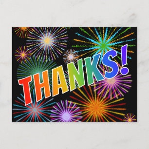 Regenbogen-Look "DANKE!", Feuerwerk-Inspiriertes M Postkarte