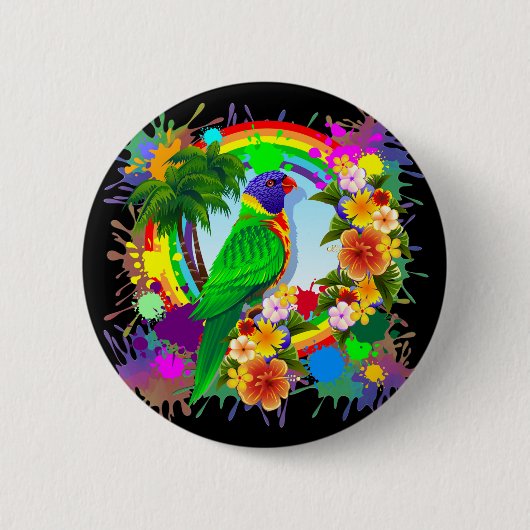 Regenbogen Lorikeet Papageien-Knöpfe Button (Vorderseite)