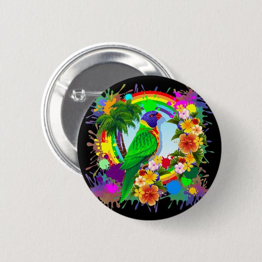 Regenbogen Lorikeet Papageien-Knöpfe Button (Vorne & Hinten)