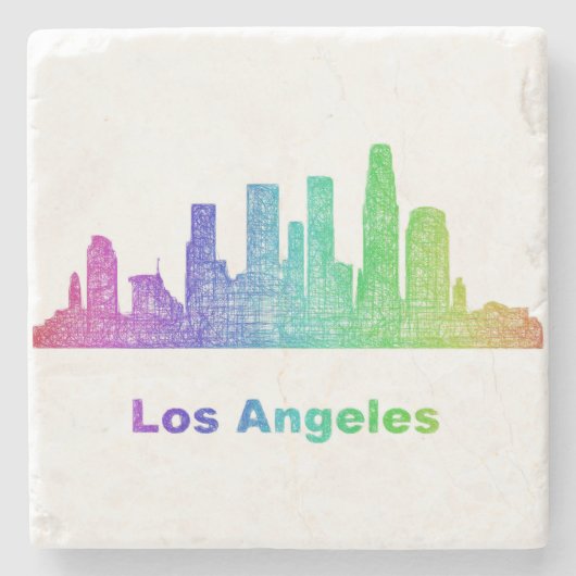 Regenbogen-Los Angeles-Skyline Steinuntersetzer (Vorderseite)