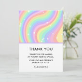 Regenbogen Mädchen 4. Geburtstag Dankeskarte (Stehend Vorderseite)