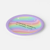 Regenbogen Mädchen 4. Geburtstag Pappteller (Schrägansicht)