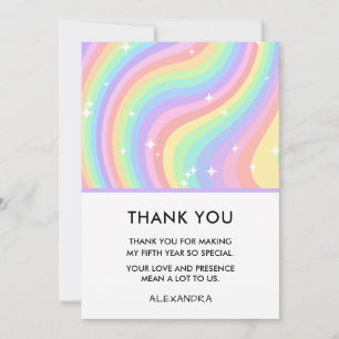 Regenbogen Mädchen 5. Geburtstag Dankeskarte