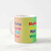 Regenbogen Make Love not war Tasse. Kaffeetasse (Vorderseite Links)