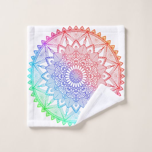 Regenbogen-Mandala Badhandtuch Set (Waschlappen)
