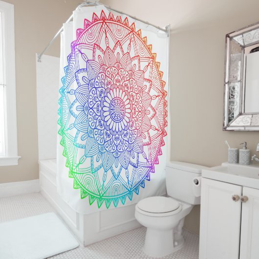 Regenbogen-Mandala Duschvorhang (Beispiel)