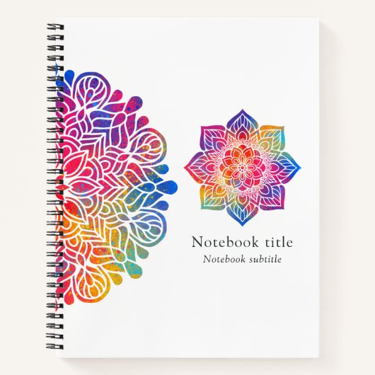 Regenbogen-Mandala Indisch Notizblock (Vorderseite)