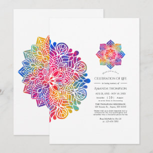 Regenbogen-Mandala Indische Feier des Lebens Einladung