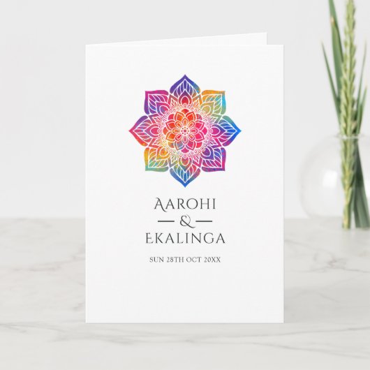 Regenbogen-Mandala indische Hochzeit Programm (Vorderseite)