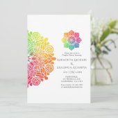 Regenbogen-Mandala-Indische-Paare-Spritzparty Einladung (Stehend Vorderseite)