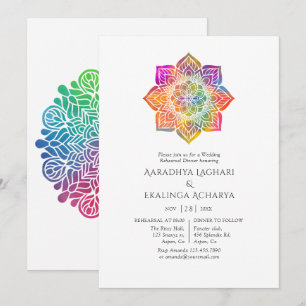 Regenbogen-Mandala Indisches Probedinner Einladung