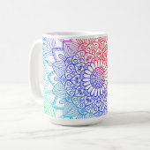 Regenbogen-Mandala Kaffeetasse (Vorderseite Links)