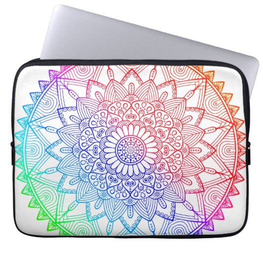 Regenbogen-Mandala Laptopschutzhülle (Vorderseite)