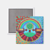 Regenbogen-Mandala-Magnet Magnet (Vorderseite/Rückseite)