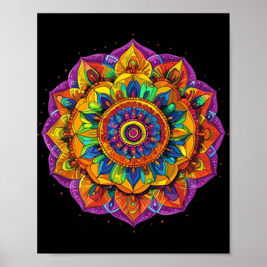 Regenbogen-Mandala-Meditationsmuster Poster (Vorne)