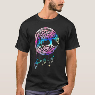Regenbogen-Mandala-Mond-Chakra-Baum-des-Lebens-Tat T-Shirt
