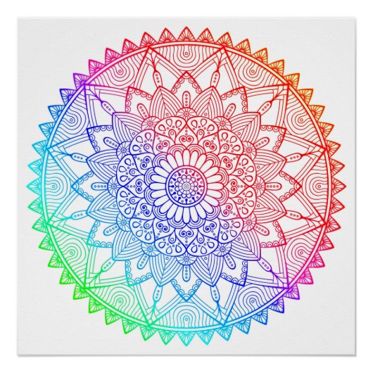 Regenbogen-Mandala Poster (Vorderseite)