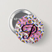 Regenbogen-Mandala-Pride-Monogramm - Lebendige Geo Button (Vorne & Hinten)