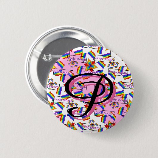 Regenbogen-Mandala-Pride-Monogramm - Lebendige Geo Button (Vorne & Hinten)