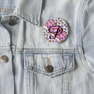 Regenbogen-Mandala-Pride-Monogramm - Lebendige Geo Button