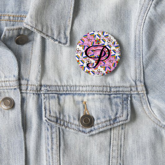 Regenbogen-Mandala-Pride-Monogramm - Lebendige Geo Button (Beispiel)