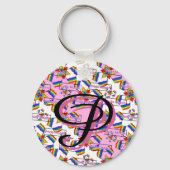 Regenbogen-Mandala-Pride-Monogramm - Lebendige Geo Schlüsselanhänger (Vorderseite)