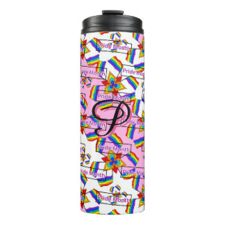 Regenbogen-Mandala-Pride-Monogramm - Lebendige Geo Thermosbecher