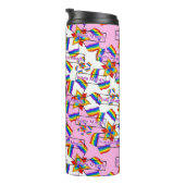 Regenbogen-Mandala-Pride-Monogramm - Lebendige Geo Thermosbecher (Nach rechts gedreht)