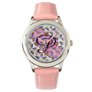 Regenbogen-Mandala-Stolz-Monogramm - Lebendige Geo Armbanduhr