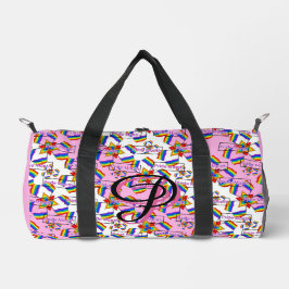 Regenbogen-Mandala-Stolz-Monogramm - Lebendige Geo Duffle Bag