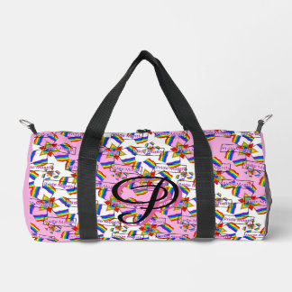 Regenbogen-Mandala-Stolz-Monogramm - Lebendige Geo Duffle Bag