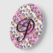 Regenbogen-Mandala-Stolz-Monogramm - Lebendige Geo Große Wanduhr (Winkel)