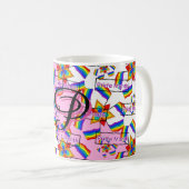 Regenbogen-Mandala-Stolz-Monogramm - Lebendige Geo Kaffeetasse (VorderseiteRechts)