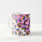 Regenbogen-Mandala-Stolz-Monogramm - Lebendige Geo Kaffeetasse (Vorderseite Links)