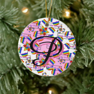 Regenbogen-Mandala-Stolz-Monogramm - Lebendige Geo Keramik Ornament