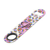 Regenbogen-Mandala-Stolz-Monogramm - Lebendige Geo Speed Flaschenöffner (Vorderseite Schrägansicht)