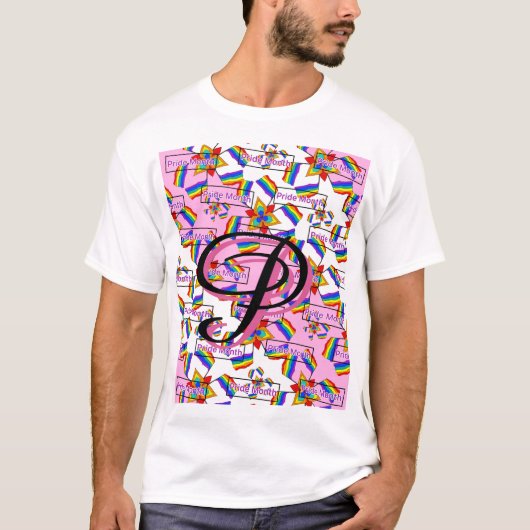 Regenbogen-Mandala-Stolz-Monogramm - Lebendige Geo T-Shirt (Vorderseite)