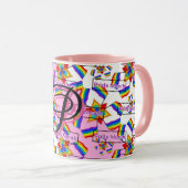 Regenbogen-Mandala-Stolz-Monogramm - Lebendige Geo Tasse (VorderseiteRechts)