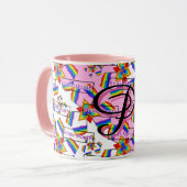 Regenbogen-Mandala-Stolz-Monogramm - Lebendige Geo Tasse (Vorderseite Links)