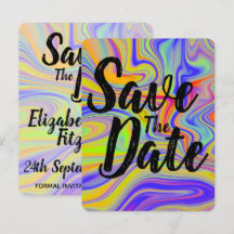 Regenbogen-Marmorierung-Hochzeit Save The Date