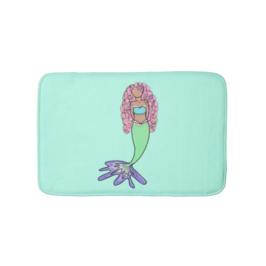 Regenbogen Meerjungfrau rosa lila grünes Schwarz,  Badematte (Vorderseite)