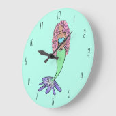 Regenbogen Meerjungfrau rosa lila grünes Schwarz, Große Wanduhr (Winkel)