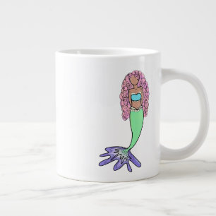 Regenbogen Meerjungfrau rosa lila grünes Schwarz, Jumbo-Tasse