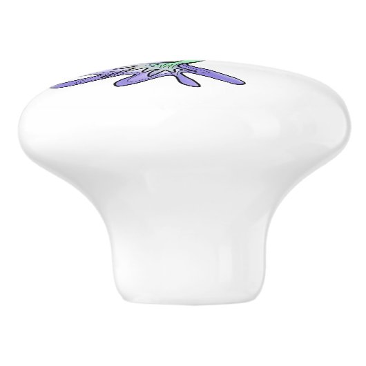 Regenbogen Meerjungfrau rosa lila grünes Schwarz, Keramikknauf (Seitenansicht)