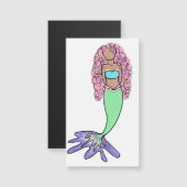 Regenbogen Meerjungfrau rosa lila grünes Schwarz, Magnetkarte (Vorne/Hinten)